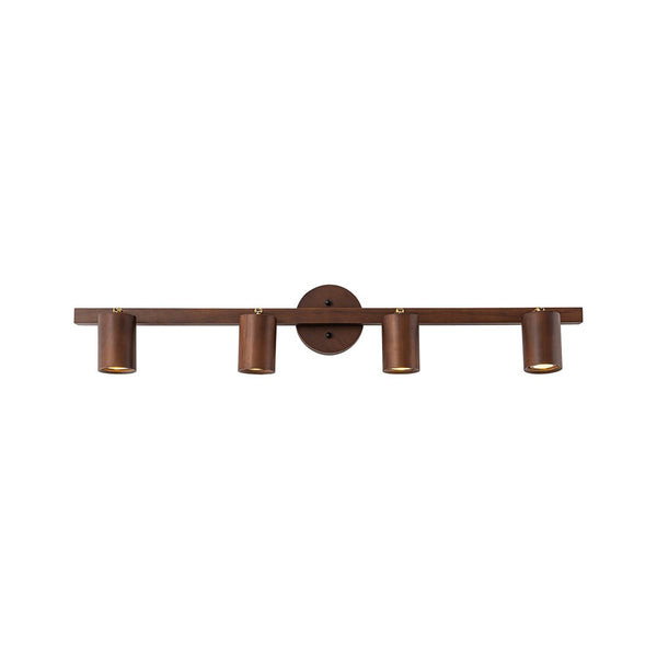 Farmhouse 4-Light Adjustable Walnut Wood Linear Ceiling Tracking Light - Yiilighting