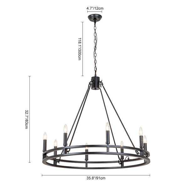 Farmhouse Large Wagon Wheel Empire Chandelier - Yiilighting