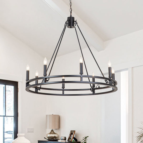 Farmhouse Large Wagon Wheel Empire Chandelier - Yiilighting