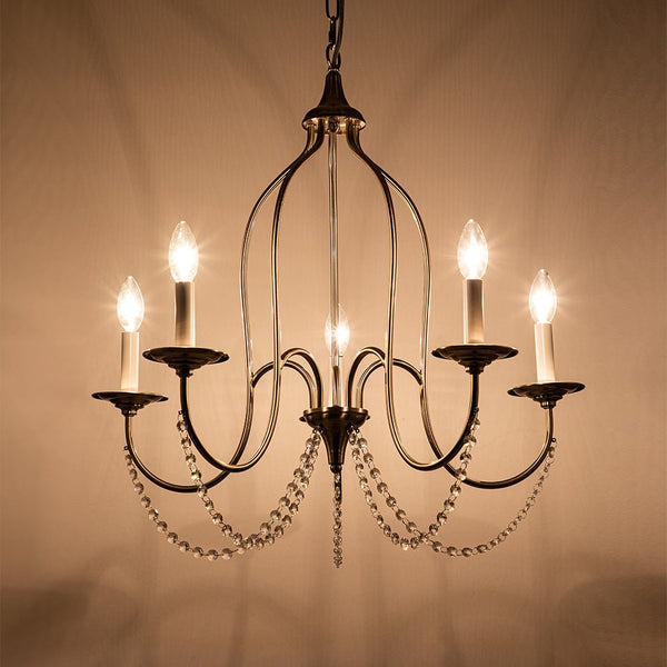 French Country Style 5 - Light Crystal Candle Chandelier - Yiilighting