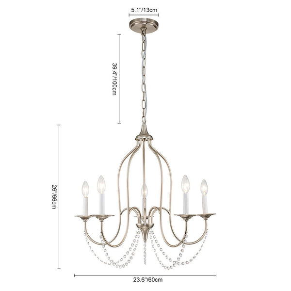 French Country Style 5 - Light Crystal Candle Chandelier - Yiilighting