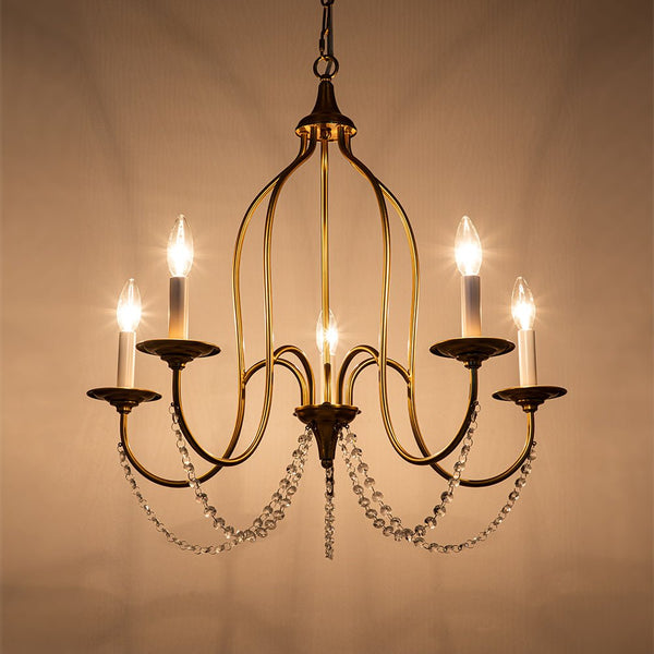 French Country Style 5 - Light Crystal Candle Chandelier - Yiilighting