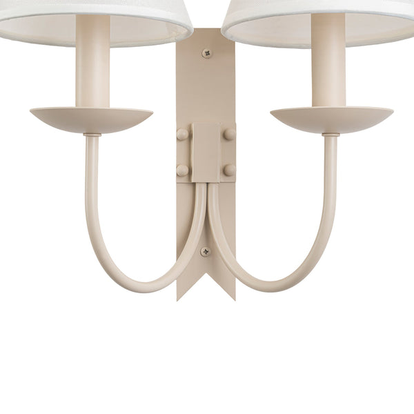 French Cream 2-Light Tapered Linen Fabric Shade Wall Sconce - Yiilighting