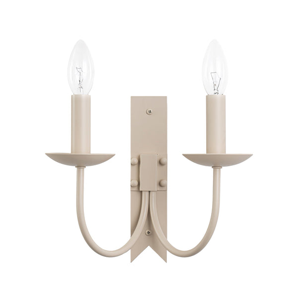 French Cream 2-Light Tapered Linen Fabric Shade Wall Sconce - Yiilighting