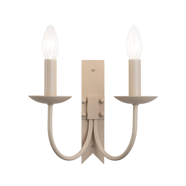 French Cream 2-Light Tapered Linen Fabric Shade Wall Sconce - Yiilighting