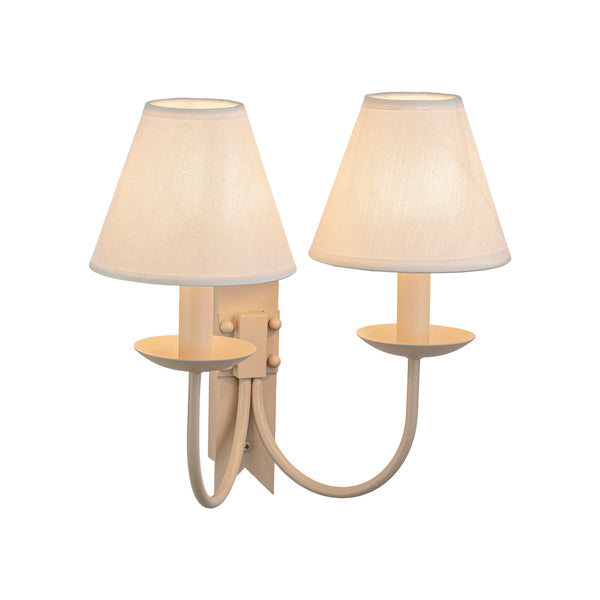 French Cream 2-Light Tapered Linen Fabric Shade Wall Sconce - Yiilighting