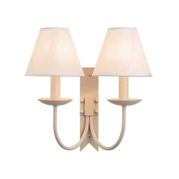 French Cream 2-Light Tapered Linen Fabric Shade Wall Sconce - Yiilighting