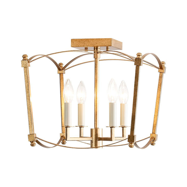 French Vintage Candle - Style Cage Semi Flush Mount Ceiling Light - Yiilighting