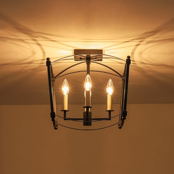 French Vintage Candle-Style Cage Semi Flush Mount Ceiling Light - Yiilighting