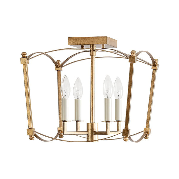 French Vintage Candle - Style Cage Semi Flush Mount Ceiling Light - Yiilighting