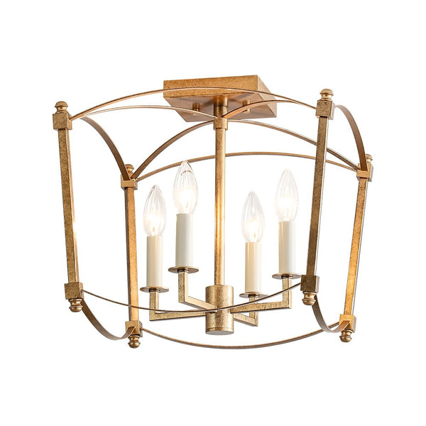 French Vintage Candle - Style Cage Semi Flush Mount Ceiling Light - Yiilighting