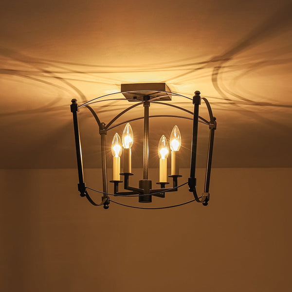 French Vintage Candle-Style Cage Semi Flush Mount Ceiling Light - Yiilighting