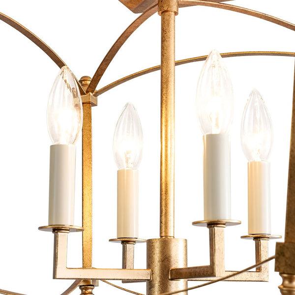 French Vintage Candle - Style Cage Semi Flush Mount Ceiling Light - Yiilighting