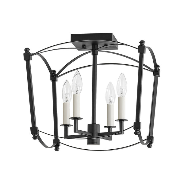 French Vintage Candle-Style Cage Semi Flush Mount Ceiling Light - Yiilighting