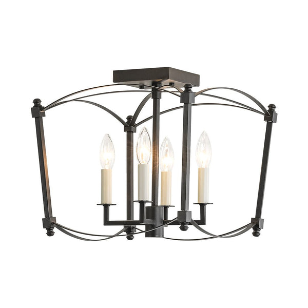French Vintage Candle-Style Cage Semi Flush Mount Ceiling Light - Yiilighting