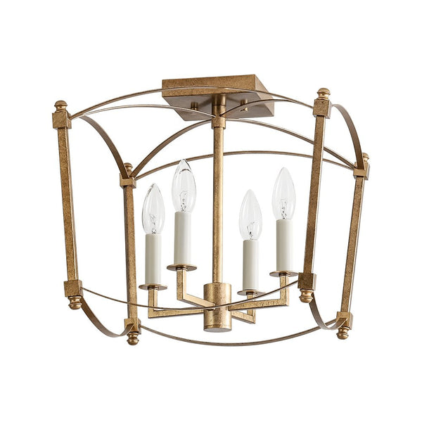 French Vintage Candle - Style Cage Semi Flush Mount Ceiling Light - Yiilighting