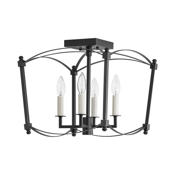 French Vintage Candle-Style Cage Semi Flush Mount Ceiling Light - Yiilighting