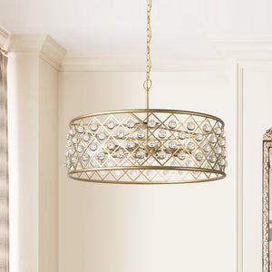 Glam Glass Sparkle Crystal Chandelier Drum Pendant Lighting - Yiilighting