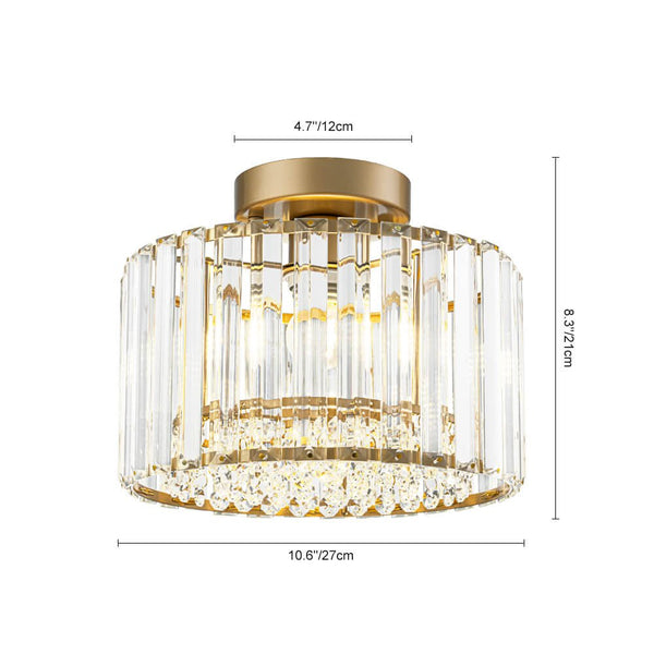 Glam Single Light Round Crystal Flush Mount Ceiling Light - Yiilighting
