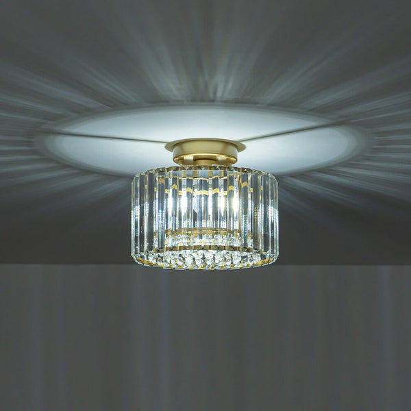 Glam Single Light Round Crystal Flush Mount Ceiling Light - Yiilighting