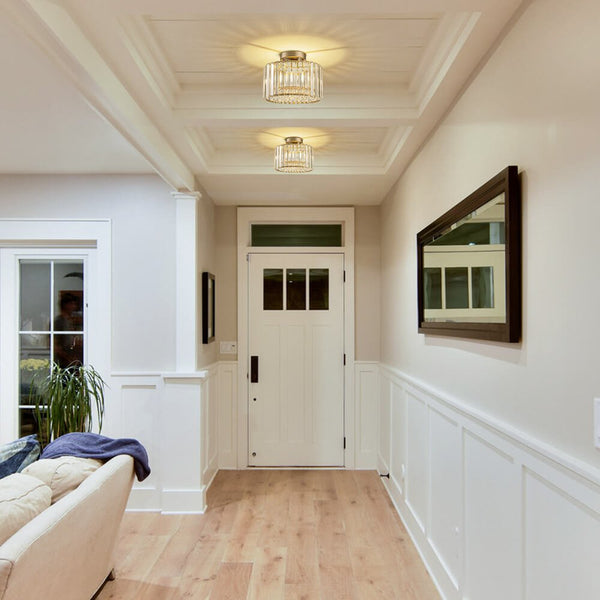 Glam Single Light Round Crystal Flush Mount Ceiling Light - Yiilighting