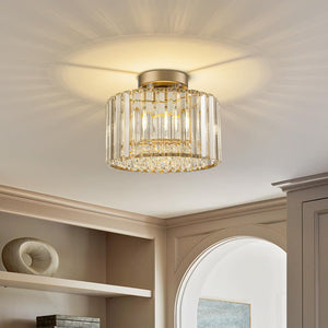 Glam Single Light Round Crystal Flush Mount Ceiling Light - Yiilighting