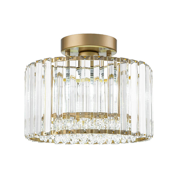 Glam Single Light Round Crystal Flush Mount Ceiling Light - Yiilighting