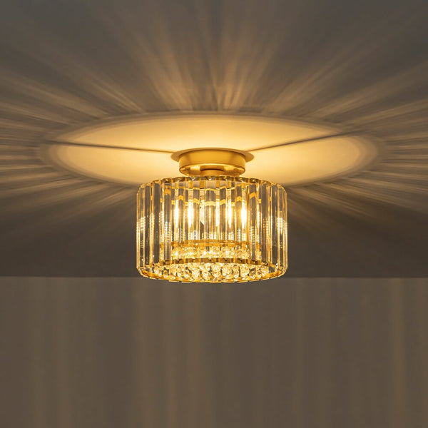 Glam Single Light Round Crystal Flush Mount Ceiling Light - Yiilighting