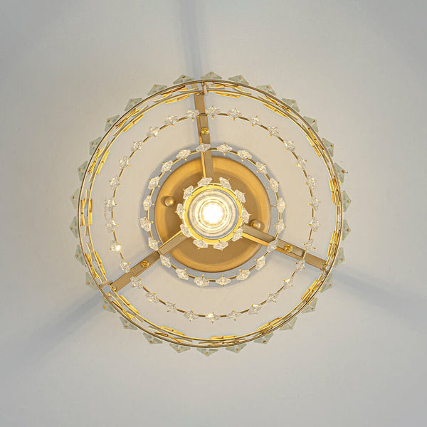 Glam Single Light Round Crystal Flush Mount Ceiling Light - Yiilighting