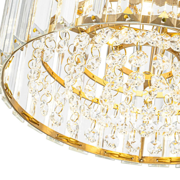 Glam Single Light Round Crystal Flush Mount Ceiling Light - Yiilighting
