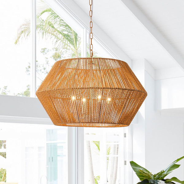 Hand - Woven Bohemian Geometric Dining Room Chandelier - Yiilighting