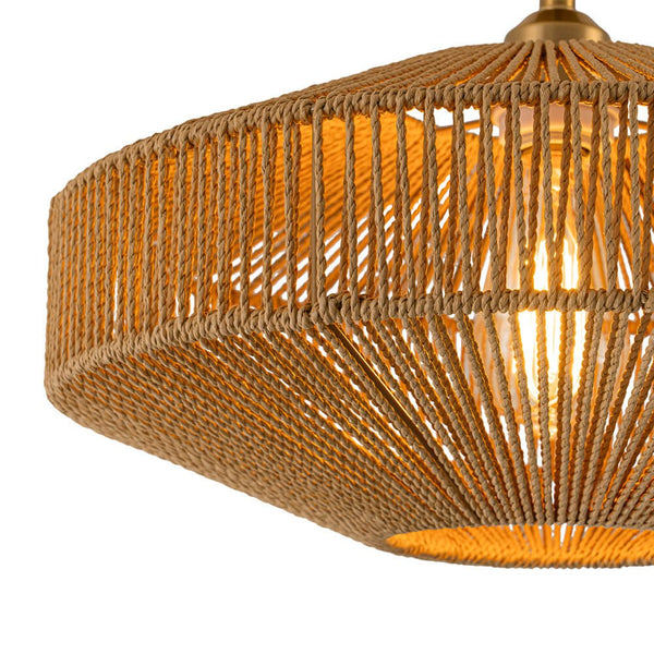 Hand - Woven Bohemian Single Light Semi Flush Mount - Yiilighting