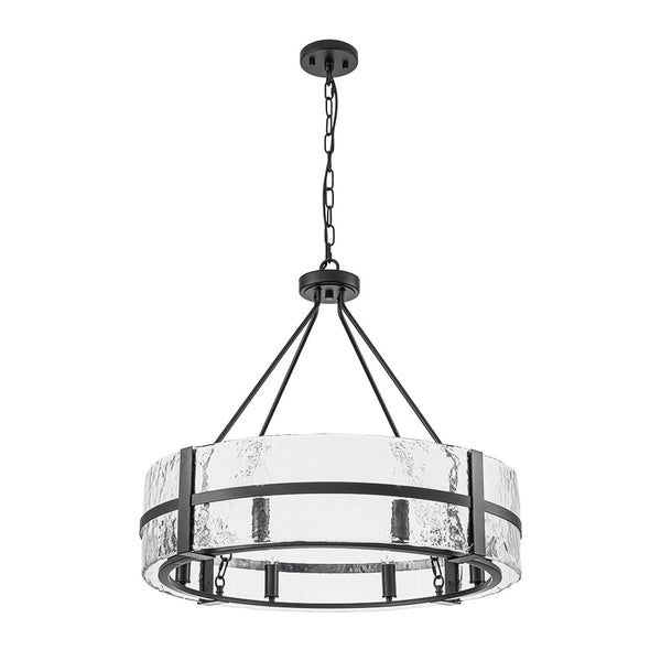 Industrial 8 - Light Round Handcrafted Water - Textured Glass Chandelier - Yiilighting