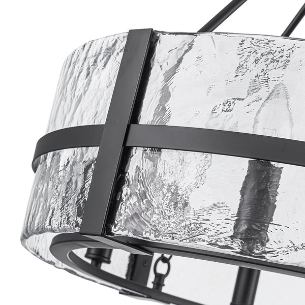 Industrial 8 - Light Round Handcrafted Water - Textured Glass Chandelier - Yiilighting