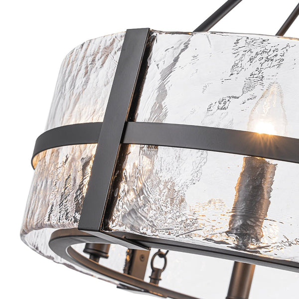 Industrial 8 - Light Round Handcrafted Water - Textured Glass Chandelier - Yiilighting