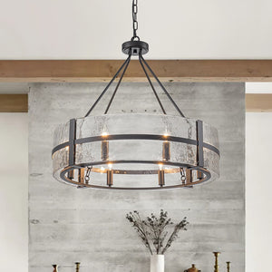 Industrial 8 - Light Round Handcrafted Water - Textured Glass Chandelier - Yiilighting