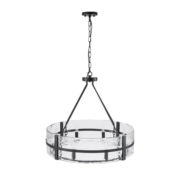 Industrial 8 - Light Round Handcrafted Water - Textured Glass Chandelier - Yiilighting