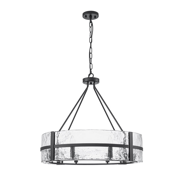 Industrial 8 - Light Round Handcrafted Water - Textured Glass Chandelier - Yiilighting