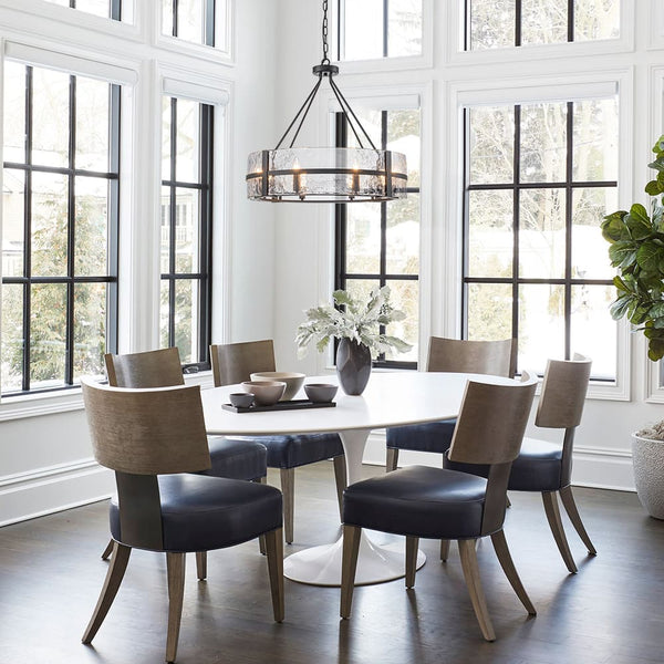 Industrial 8 - Light Round Handcrafted Water - Textured Glass Chandelier - Yiilighting