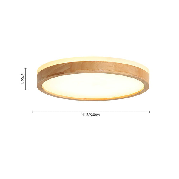 LIEX Modern Wooden Round LED Dimmable Flush Mount Ceiling Light - Yiilighting