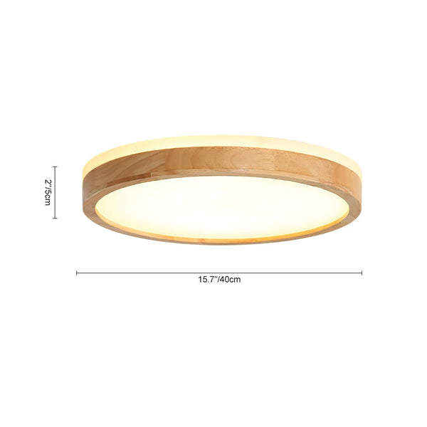 LIEX Modern Wooden Round LED Dimmable Flush Mount Ceiling Light - Yiilighting