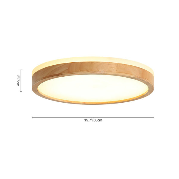 LIEX Modern Wooden Round LED Dimmable Flush Mount Ceiling Light - Yiilighting