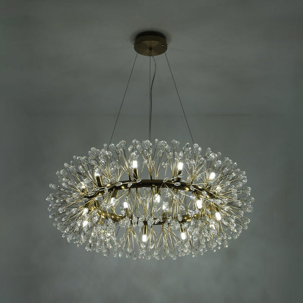 Luxury 20-Light Dandelion Crystal Ring Pendant Chandelier - Yiilighting