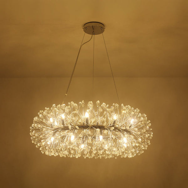 Luxury 20-Light Dandelion Crystal Ring Pendant Chandelier - Yiilighting