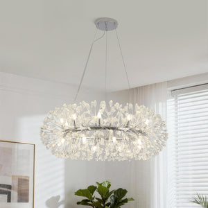 Luxury 20-Light Dandelion Crystal Ring Pendant Chandelier - Yiilighting