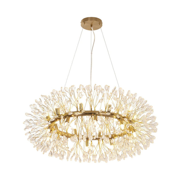 Luxury 20-Light Dandelion Crystal Ring Pendant Chandelier - Yiilighting