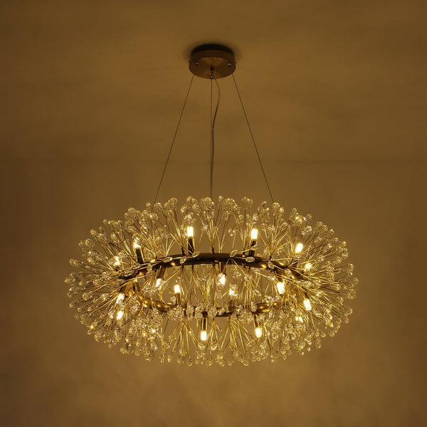 Luxury 20-Light Dandelion Crystal Ring Pendant Chandelier - Yiilighting