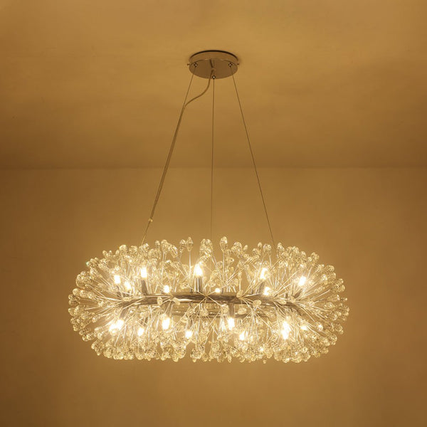 Luxury 20-Light Dandelion Crystal Ring Pendant Chandelier - Yiilighting