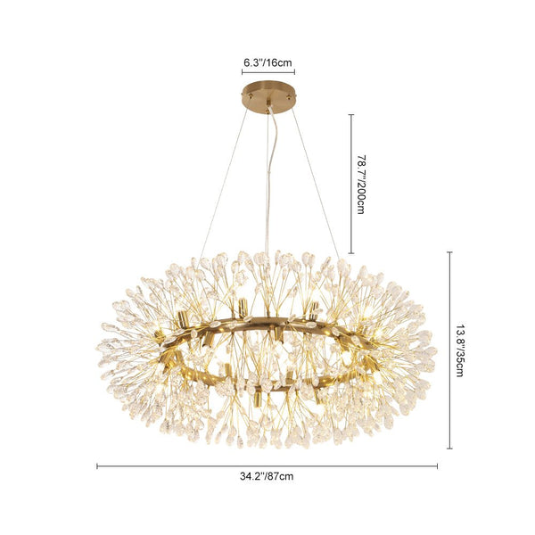 Luxury 20-Light Dandelion Crystal Ring Pendant Chandelier - Yiilighting