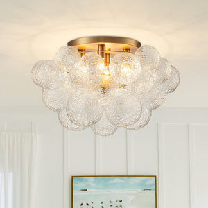 Luxury 4 - Light Clear Textured Glass Semi - Flush Mount - Yiilighting